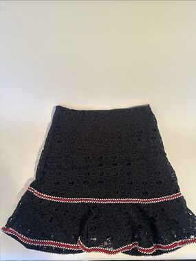 Sandro Black Lace Flounce Skirt with Trim size 2 (europe)